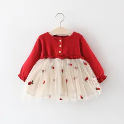 Lawadka-vestidos de encaje para bebé recién nacido, ropa de fiesta de primer cumpleaños, color rojo, 6M-3T, Primavera, 2024