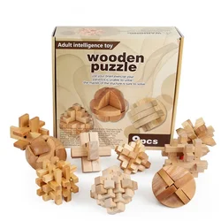 [Divertido] 9 unids/set 3D hecho a mano vintage Ming lock Luban lock juguete de madera rompecabezas para adultos juguete educativo para niños juego de rompecabezas IQ juguete