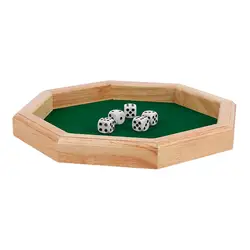 Bandeja de dados octogonal de madera para juegos en familia y fiestas
