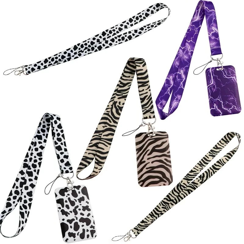 Lindo soporte para credenciales de vaca, cordones de cebra para llave, correa para el cuello para tarjeta, insignia, llavero de gimnasio, llavero, cuerda colgante DIY, abalorio para teléfono