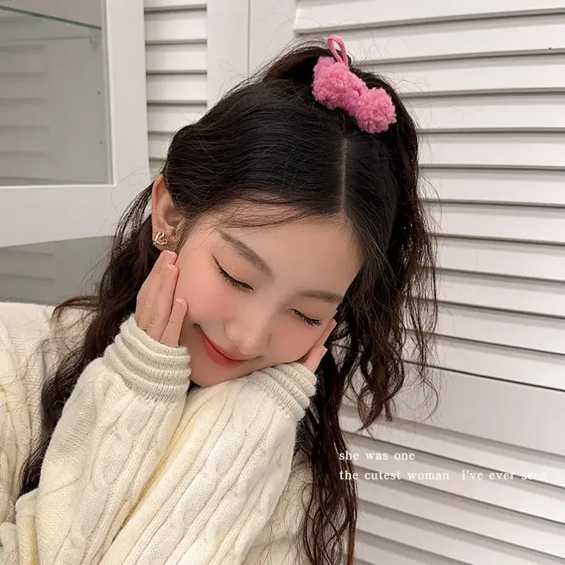 Lazos de cabello con pompones y flores - Kawaii niñas - imagen 4