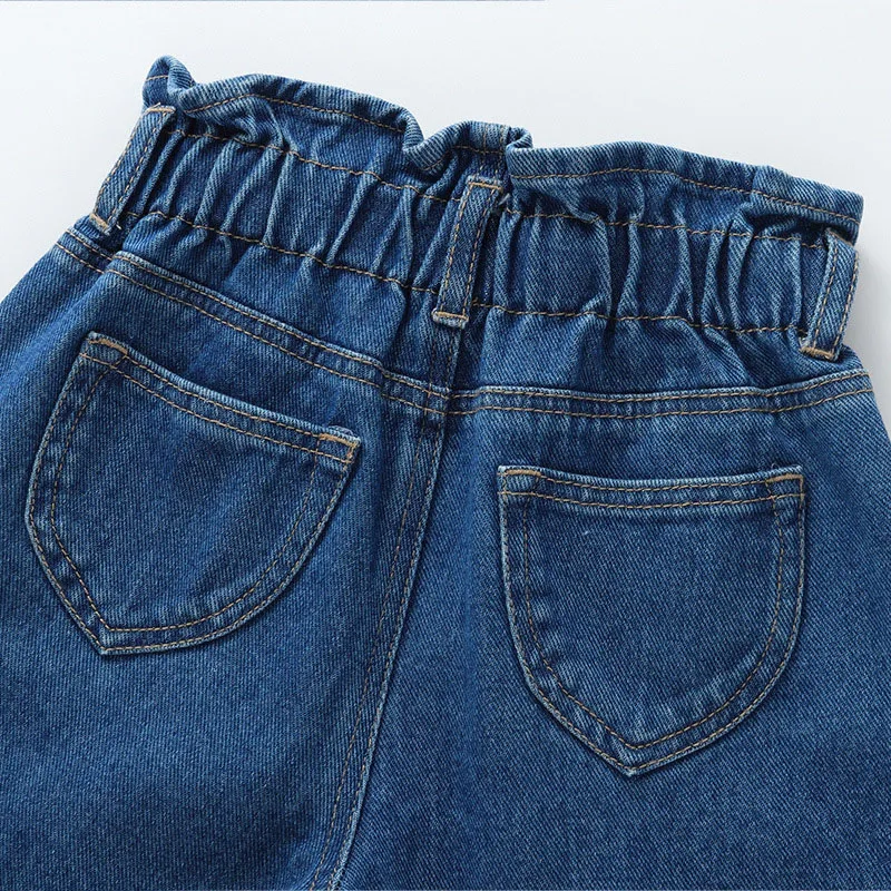 MILANCEL nueva primavera niños Jeans niñas lindo Color sólido Denim pantalones azules niños pantalones sueltos - imagen 5