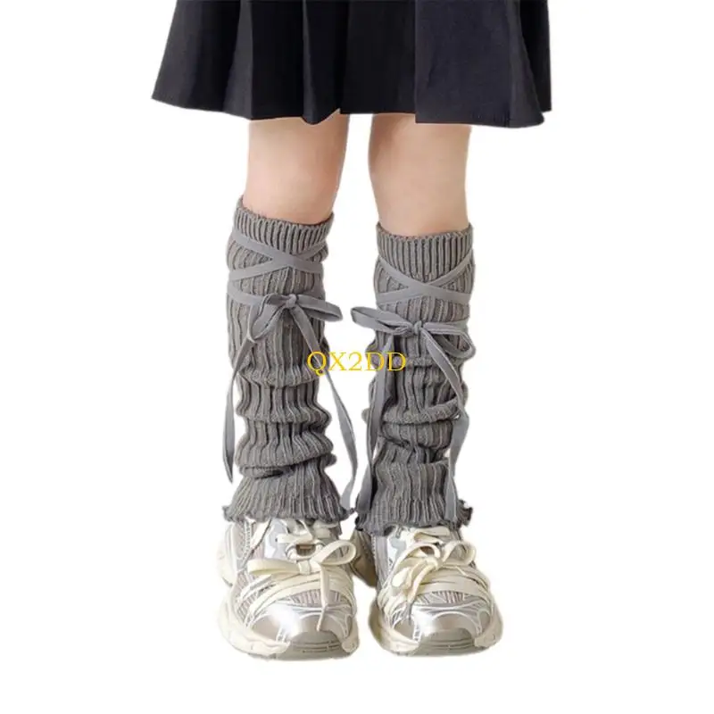 Mangas calcetines QX2D TIPA Fashionable Bowknot Girls Calcetines apilables Capacidades piernas cómodas para ropa diaria y - imagen 5