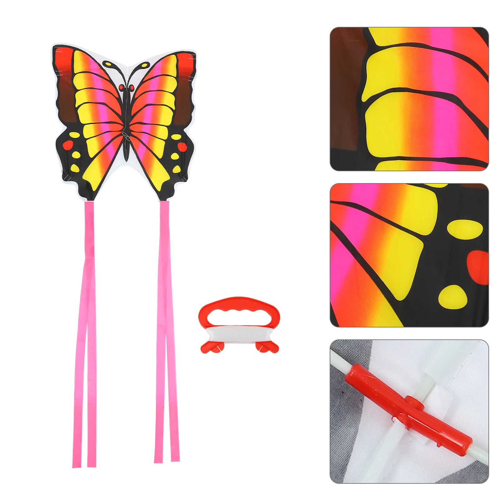 1 Juego de 1 Juego de cometa en forma de triángulo de colores brillantes para niños, peso ligero volador, cable de 30M incluido, cometa de mariposa de dibujos animados para niños - imagen 4