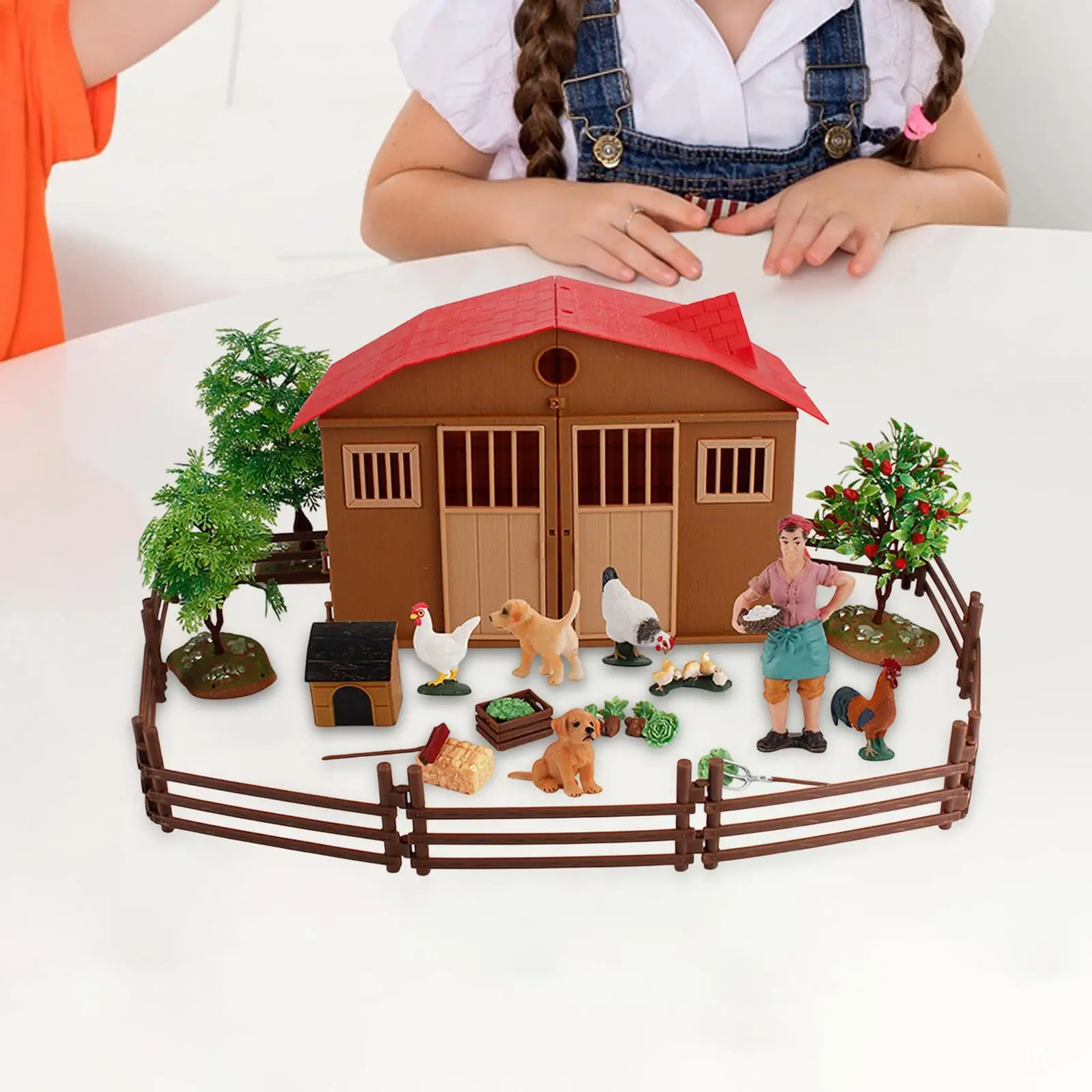 Juego de figuras de animales, juguete educativo, juego de simulación, granero pintado a mano realista