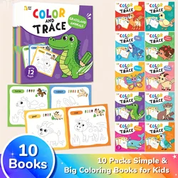 Libros para colorear divertidos para chico, libro para colorear de animales de dibujos animados, juguete de viaje para actividades, juego de pintura artística, regalo educativo, 10 Uds.