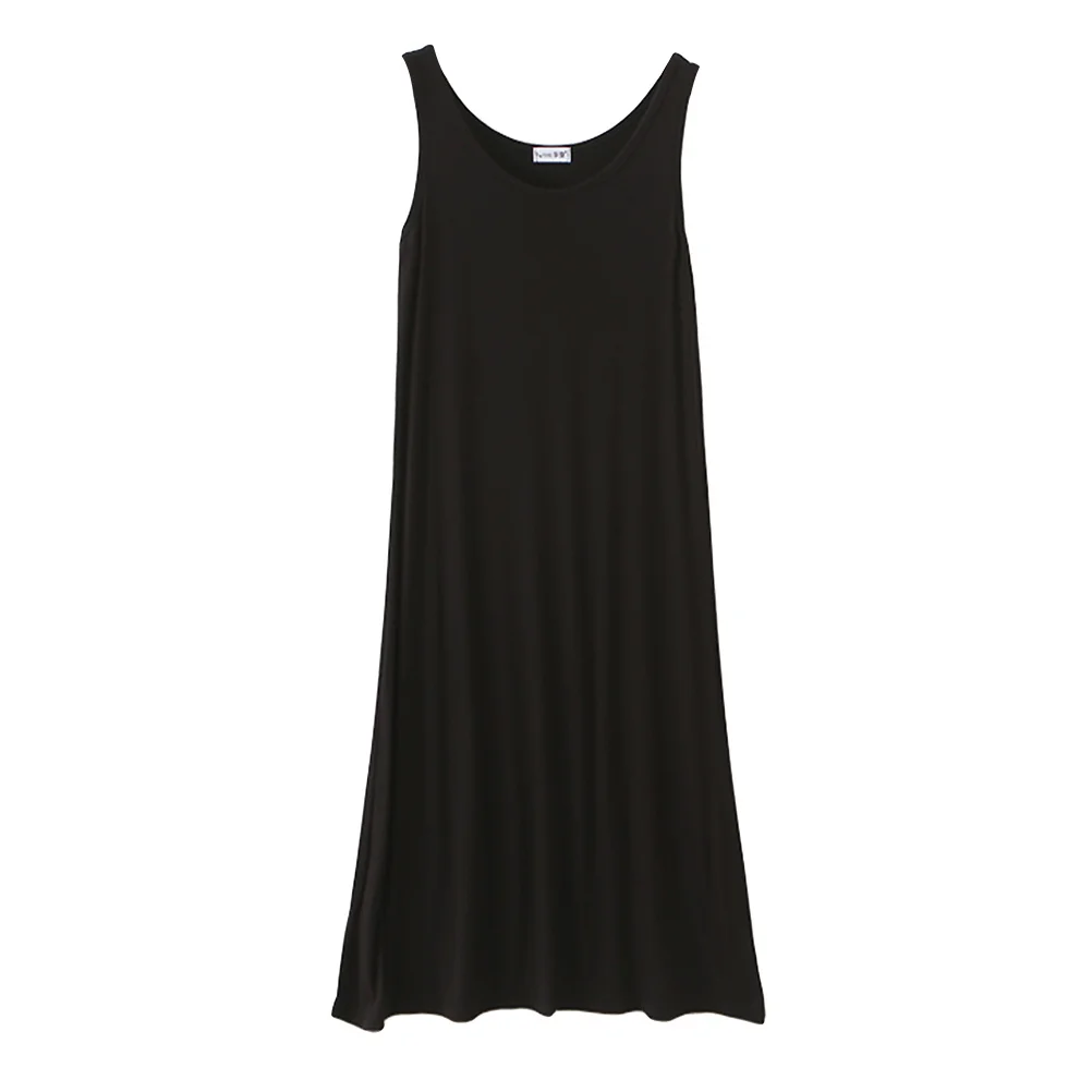 1 Uds. Vestido de verano para mujer, negro, talla M, sin mangas, de longitud media, corte en A, ropa interior informal holgada, chaleco exterior, figura destacada - imagen 3