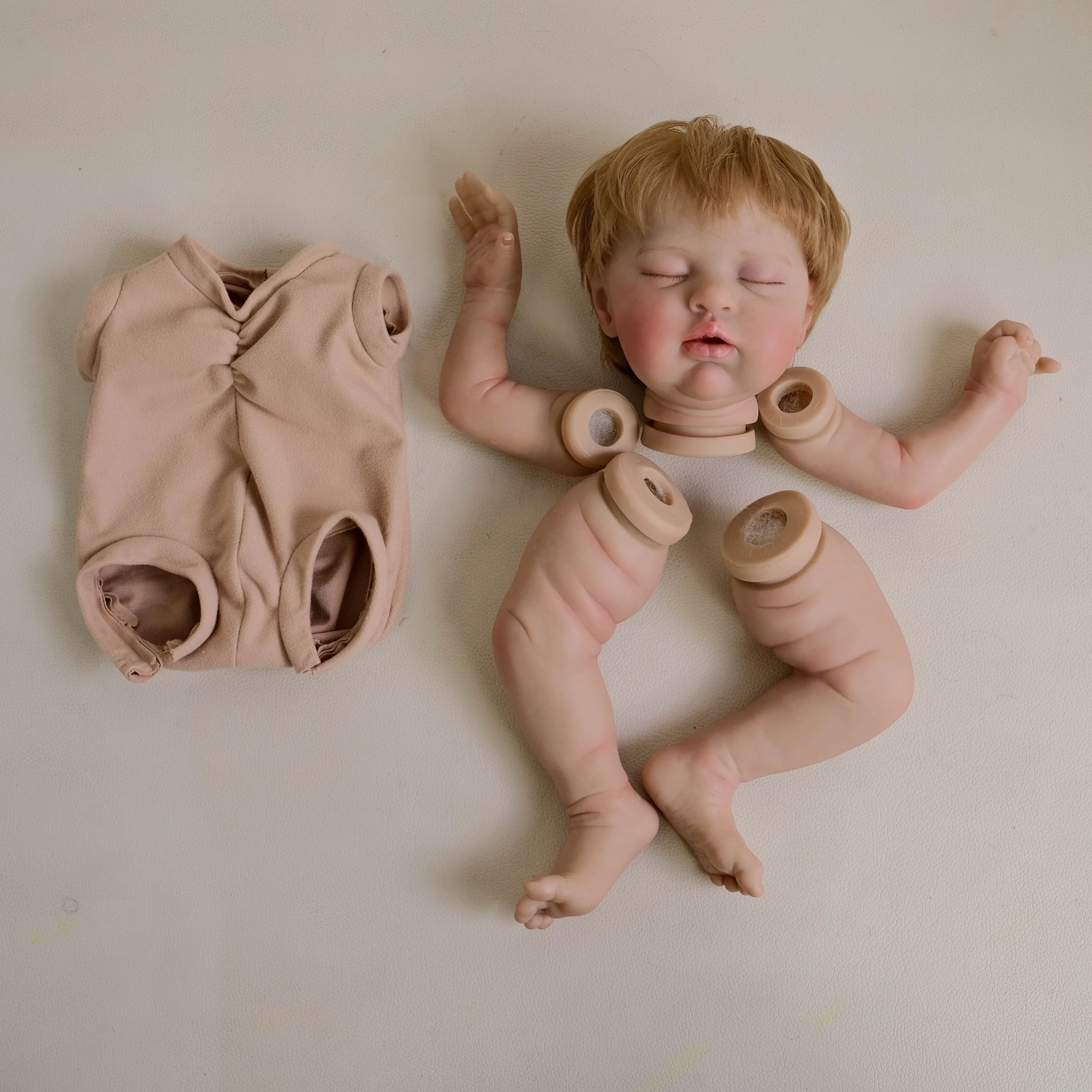 NPK-Kit de muñeco pintado de peluche realista para recién nacido, 19 pulgadas, piezas sin terminar con pelo enraizado a mano - imagen 3