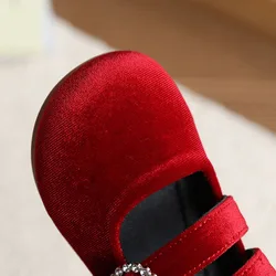 Milancel zapatos de princesa terciopelo nude – Suela suave para niñas