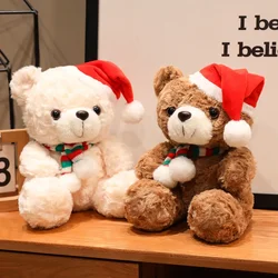 Oso de peluche navideño con bufanda y gorro para niños