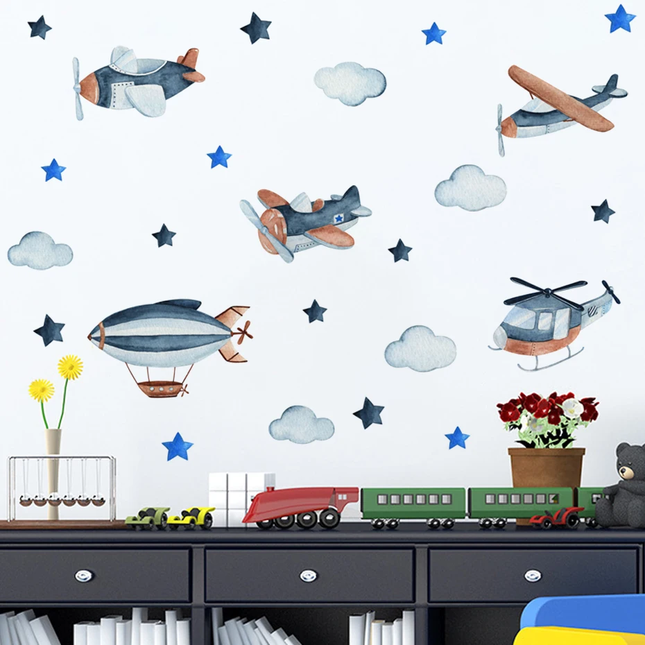 Pegatinas de avión acuarela para habitación infantil - imagen 2