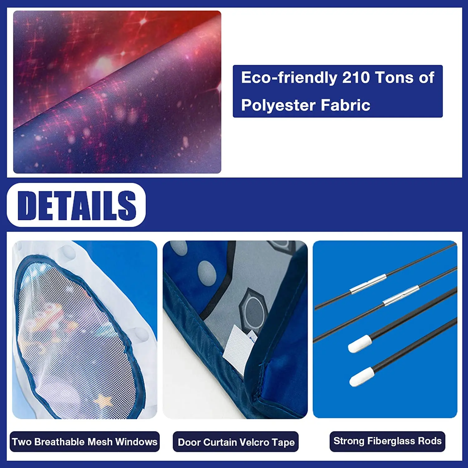 Tienda de campaña para niños con barco de cohete, tienda de juguete emergente para niños, gran espacio, casa de juegos de imitación para interiores, tienda de juegos al aire libre para niños y niñas - imagen 4