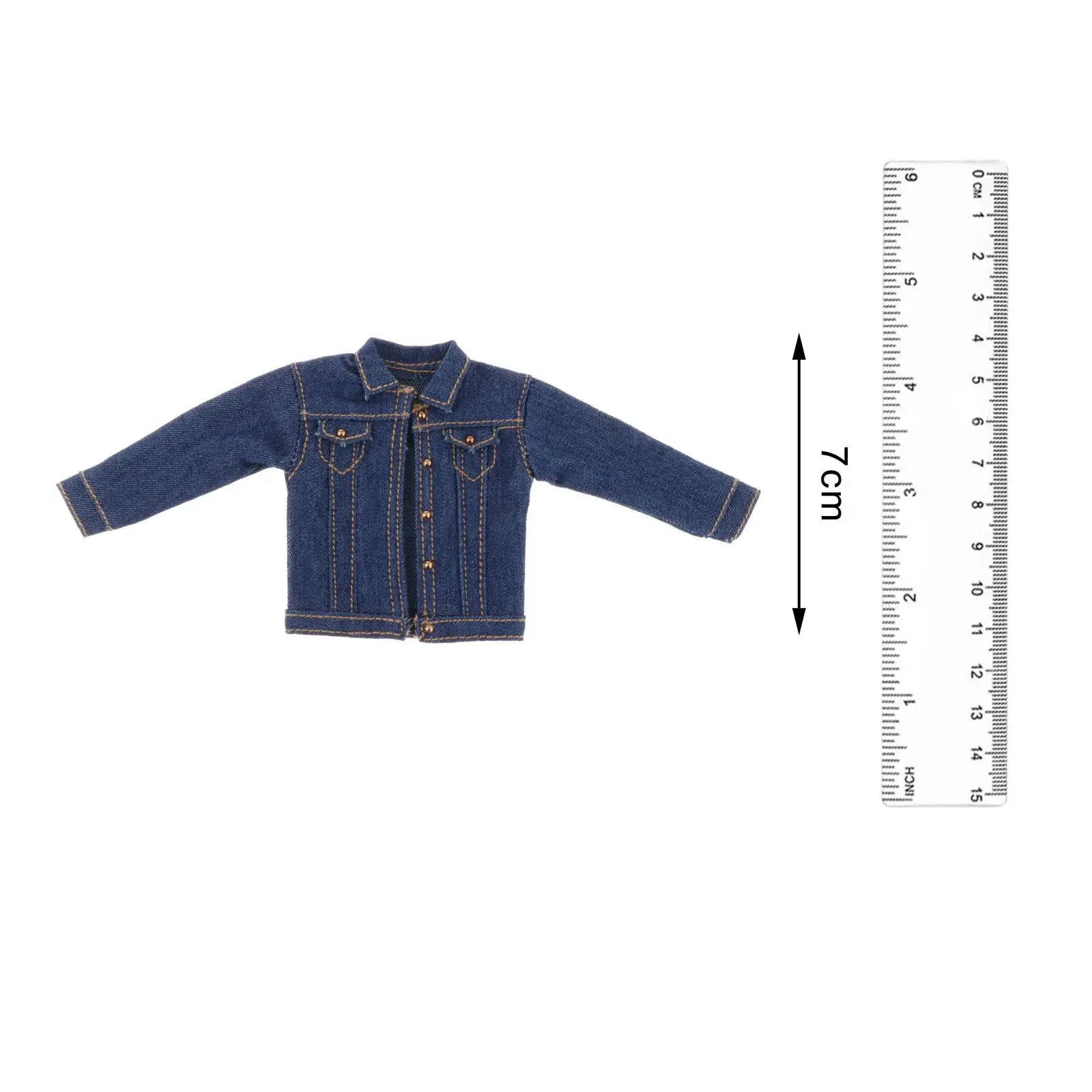 1/12 Male Denim Jacket Costume, Handmade Doll Clothes for 6