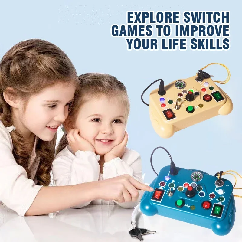 Juguete Montessori con luces LED y botones para juego infantil