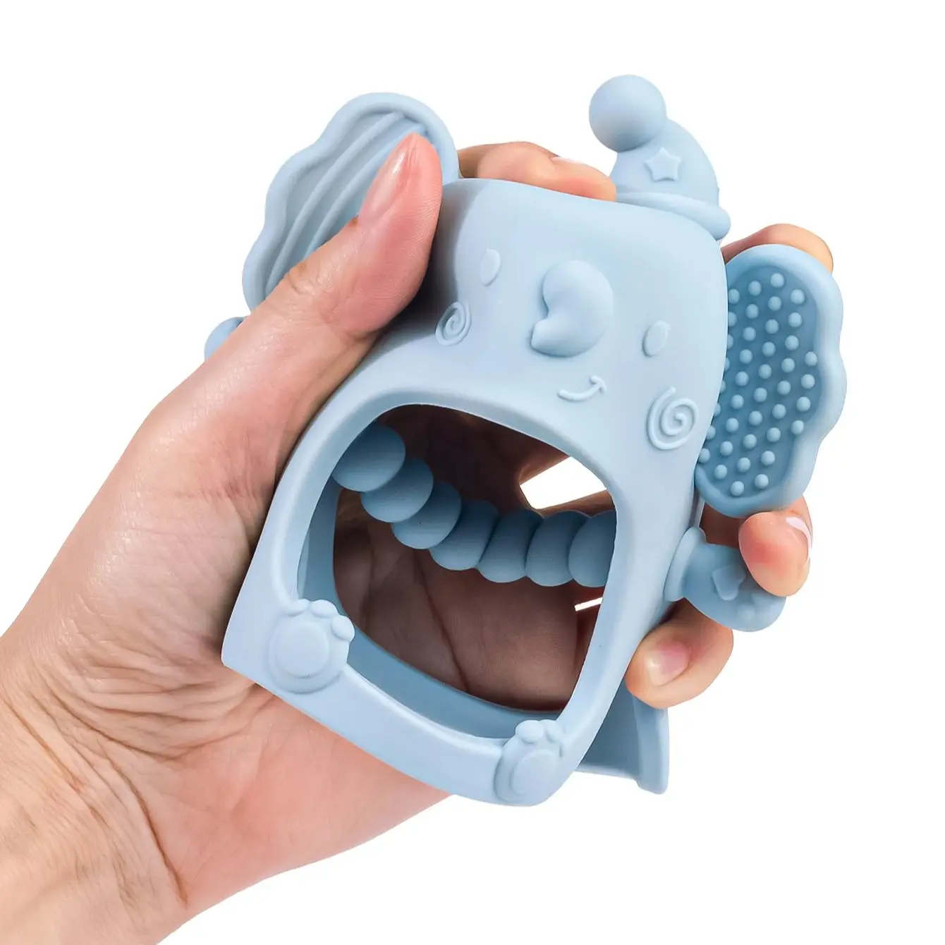 Mordedor de silicona para bebé, juguetes con forma de ellephan de dibujos animados, manopla mordedor para chupar, sin BPA, textura suave, 1 ud. - imagen 3