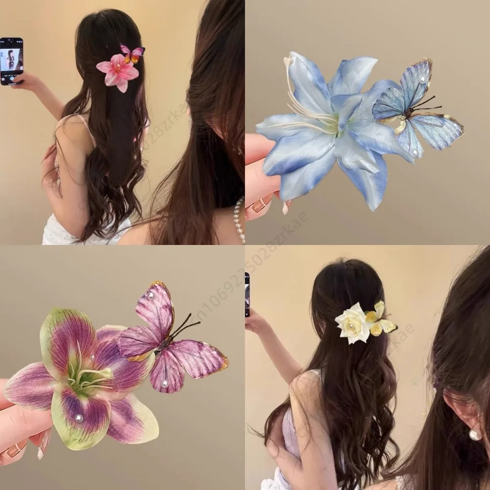 Pinzas para el pelo niña con flores lirio – Horquilla bohemia - imagen 2