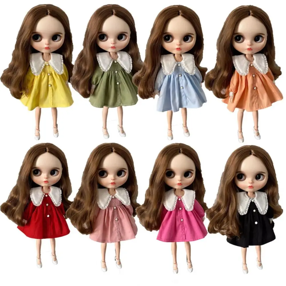 Vestidos con cuello de solapa a la moda, ropa informal, vestidos elegantes de princesa para muñecas, juguetes para niños, accesorios DIY para muñecas Blythe - imagen 5