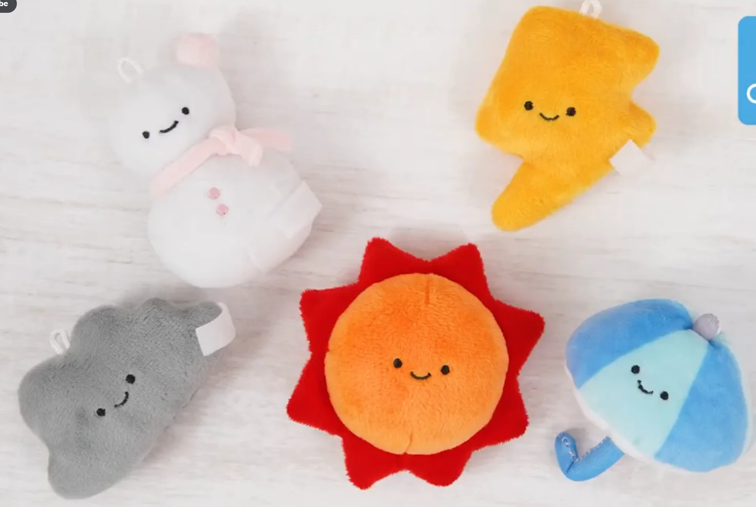 Qualia cápsula juguetes lindo Nikorino clima juguete de peluche ojos redondos paraguas sol nube muñeco de nieve relámpago bolsa de peluche figuras colgantes - imagen 2