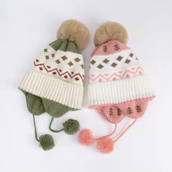 Gorro de punto con orejeras para niños – Diseño Jacquard térmico
