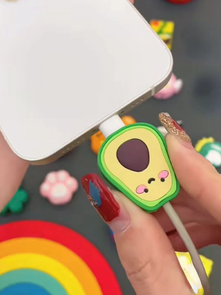 Protector de Cable USB de teléfono de dibujos animados para Iphone 13 12 Cable Chompers Cable cargador de animales soporte de Cable organizador protección