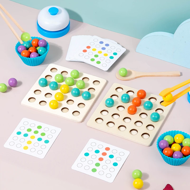 Clasificador Montessori cuentas de madera para niños - imagen 2