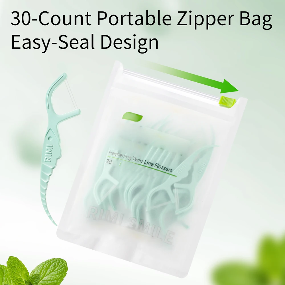 30/50/200PCS Palos de menta de doble hilo - Refresca el aliento y limpia la boca - Diseño de doble hilo que dobla la limpieza - imagen 4