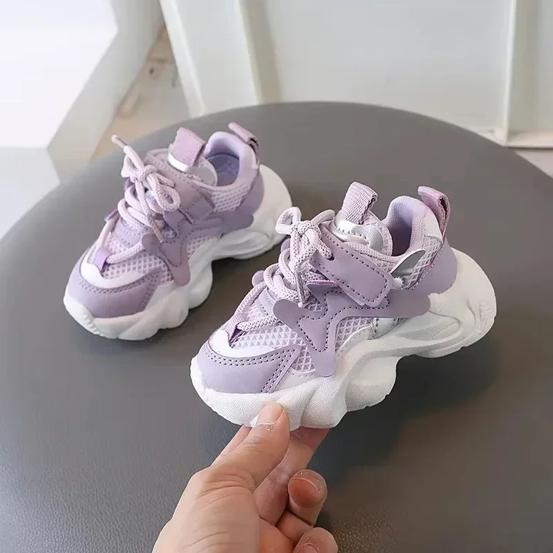 Zapatillas de deporte informales para niñas con parte superior baja de imitación para todas las estaciones para niños con diseño de punta lisa para correr y viajar