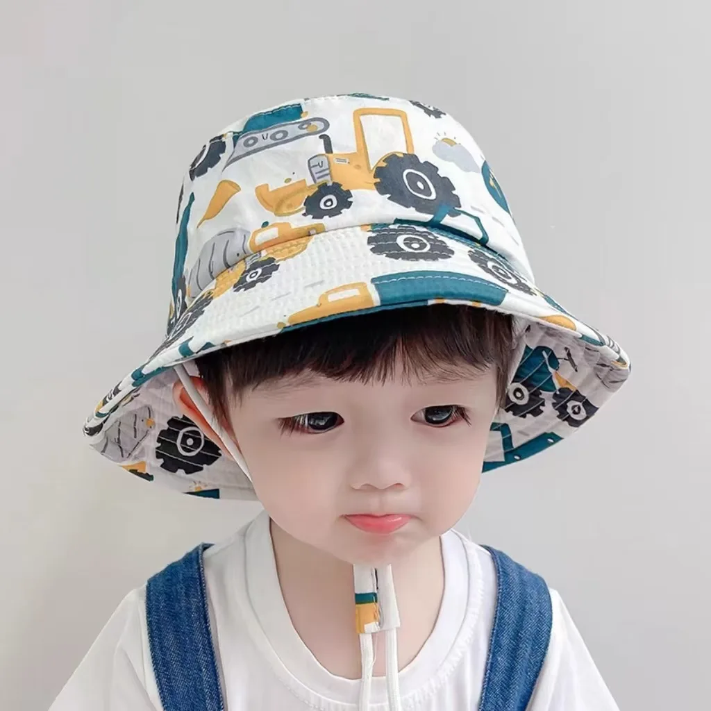 Bonitos sombreros de cubo de dibujos animados para niños y niñas, novedad de verano, sombrero fino para el sol, gorra Panamá, sombrero de pesca para senderismo, gorras de pescador