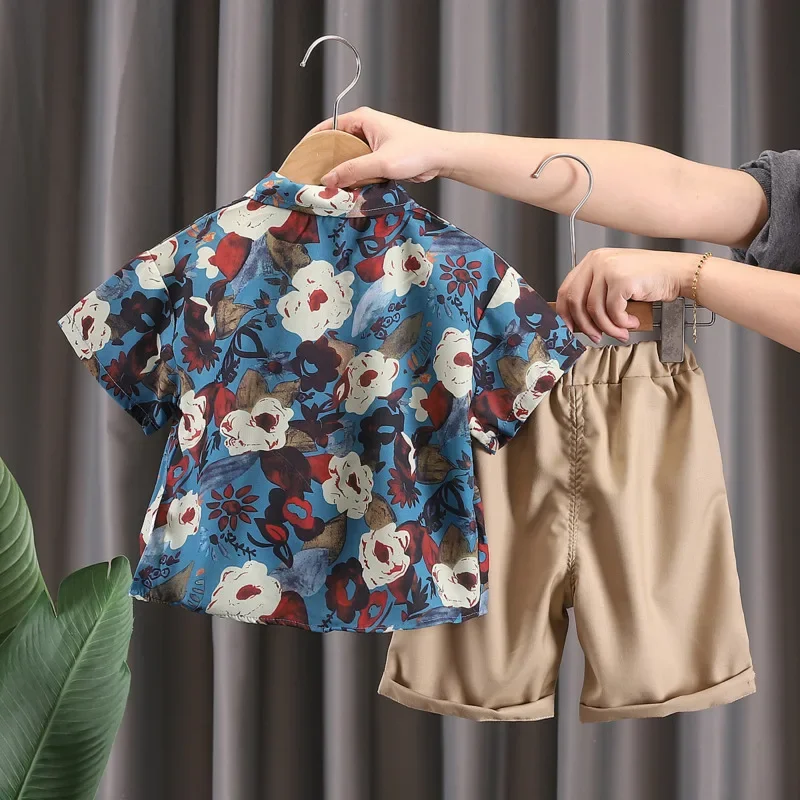Nueva moda de verano, ropa para bebés, traje para niños, camisa, pantalones cortos, 2 unids/set, ropa infantil, disfraz informal para niños, chándales para niños - imagen 2