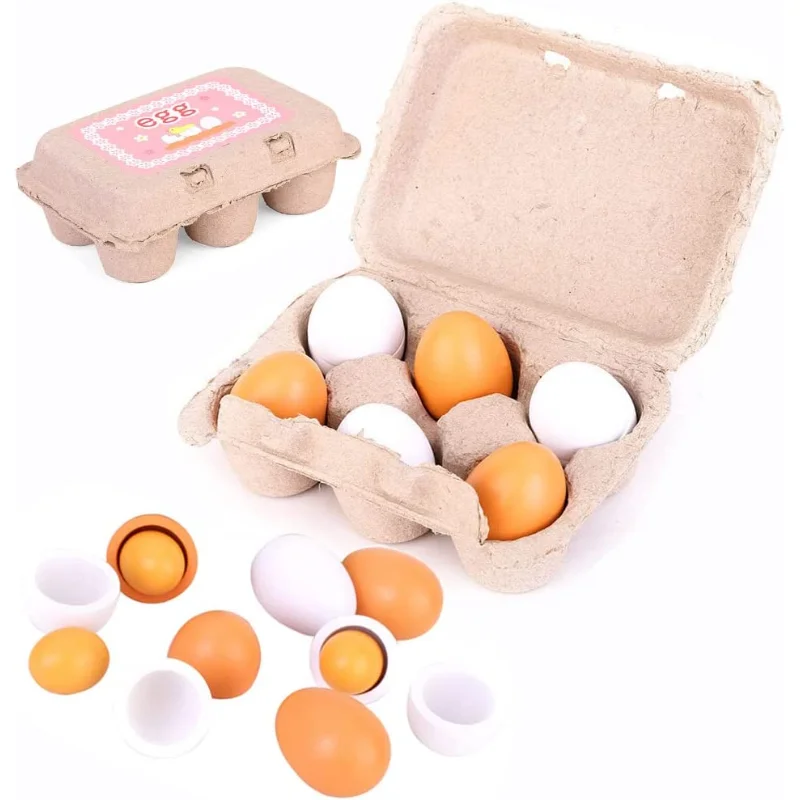 Huevos de madera para cocina infantil – Juguete educativo