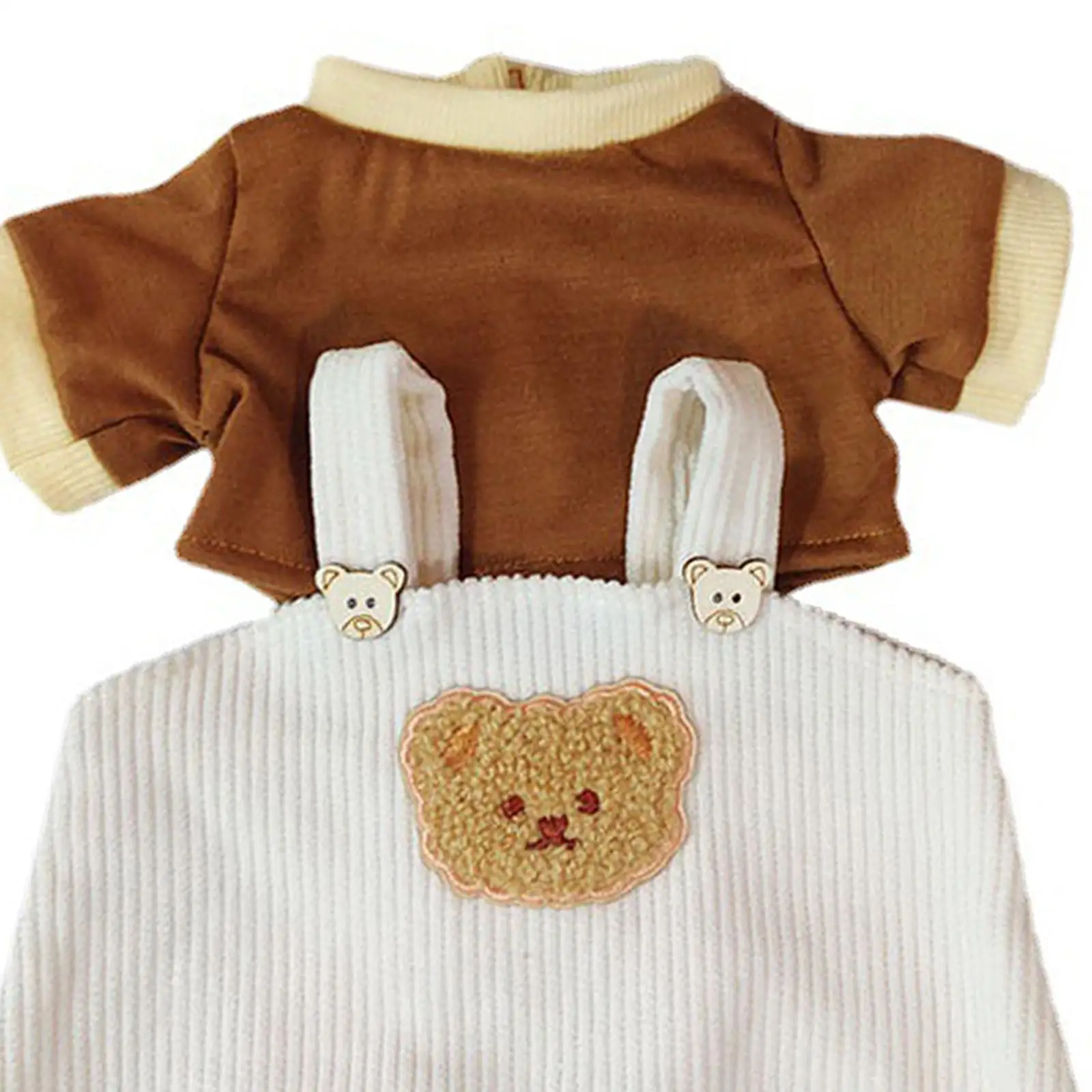 38cm Plush Doll Clothes Dress up Comfortable Stuffed Animals Clothes Stylish Cartoon Doll Shirt and Overalls Doll Clothing