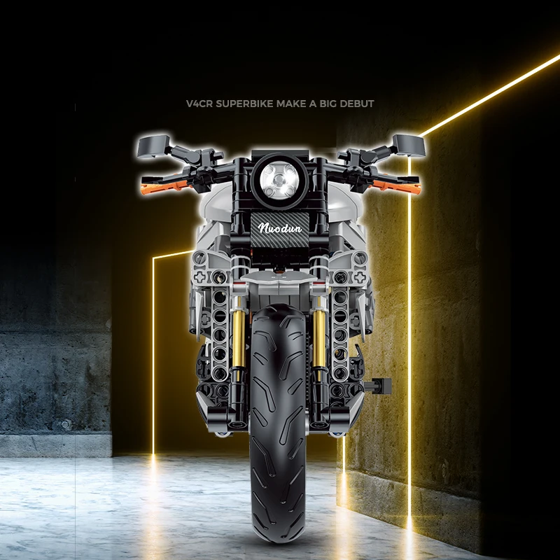 Modelo de motocicleta urbana 1:8, bloques de construcción MOC, vehículo de motocicleta, bloques técnicos, regalos de cumpleaños, juguetes para chico, niños y adultos - imagen 3