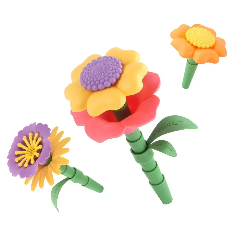 Juego de construcción de jardín de flores para niña, bloques apilables de flores Diy, ramo de ladrillos para niños pequeños, desarrollo para chico de 4, 5 y 6 años, conjunto de regalos - imagen 5