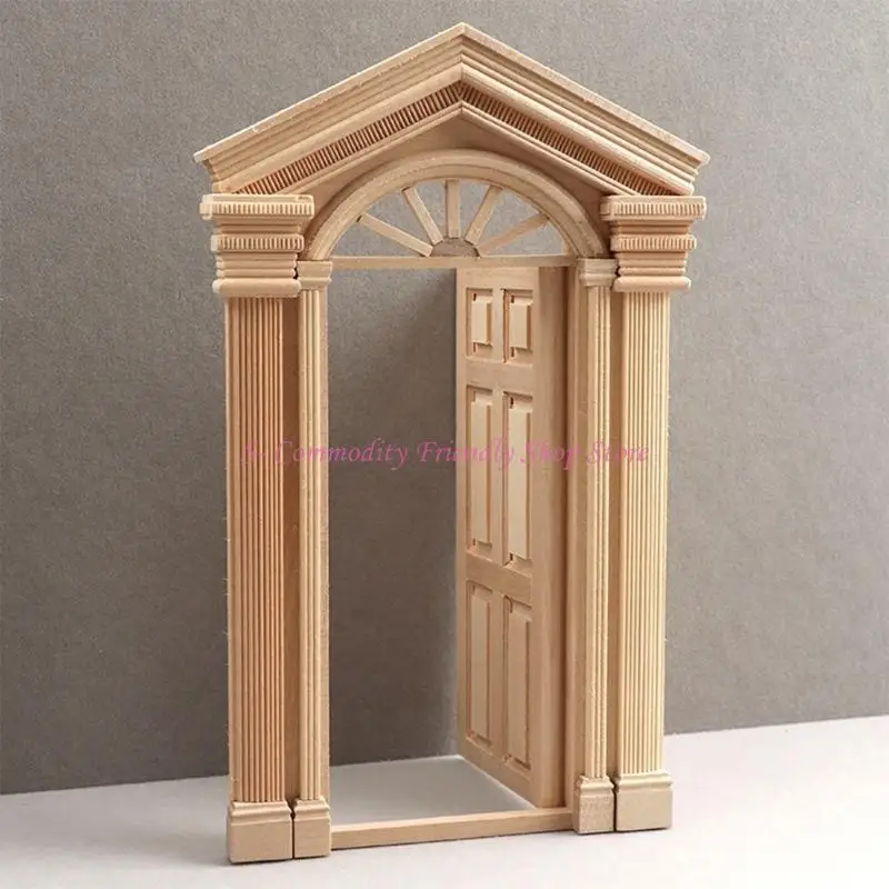 85AE puerta madera, cabina muñecas, elaboración puerta que puede abrir sin pintar para decoración casa muñecas - imagen 5
