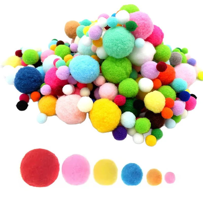 Pompones infantiles de colores para manualidades creativas