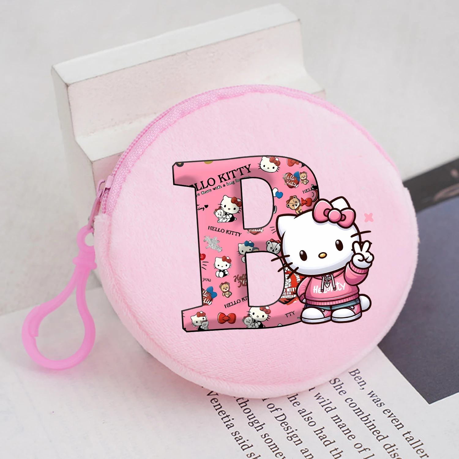 Monedero de felpa de Hello Kitty, Mini billetera redonda de dibujos animados, monedero con cremallera de Anime nuevo, bolsas de almacenamiento de dinero rosa a la moda, regalo de cumpleaños - imagen 2