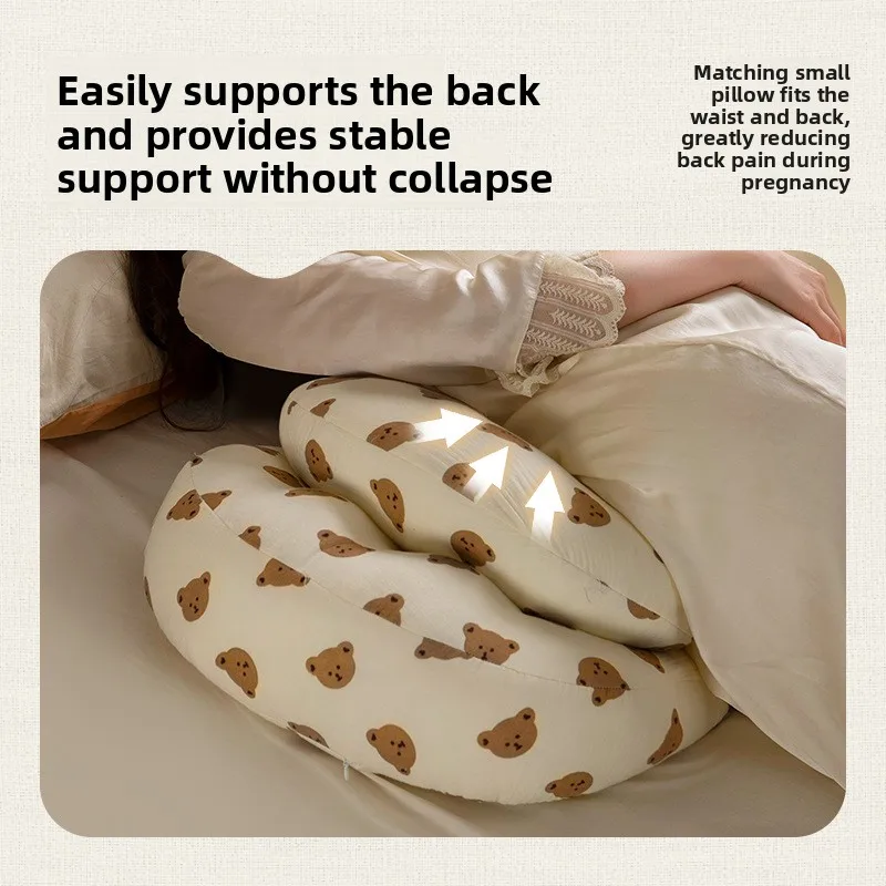 Almohada de embarazo para dormir lateral: soporte de maternidad en forma de U con funda transpirable y diseño lavable a máquina - imagen 3