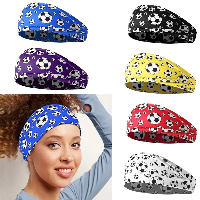Diadema atlética elástica atada para niños – Estampado fútbol y Yoga - imagen 4