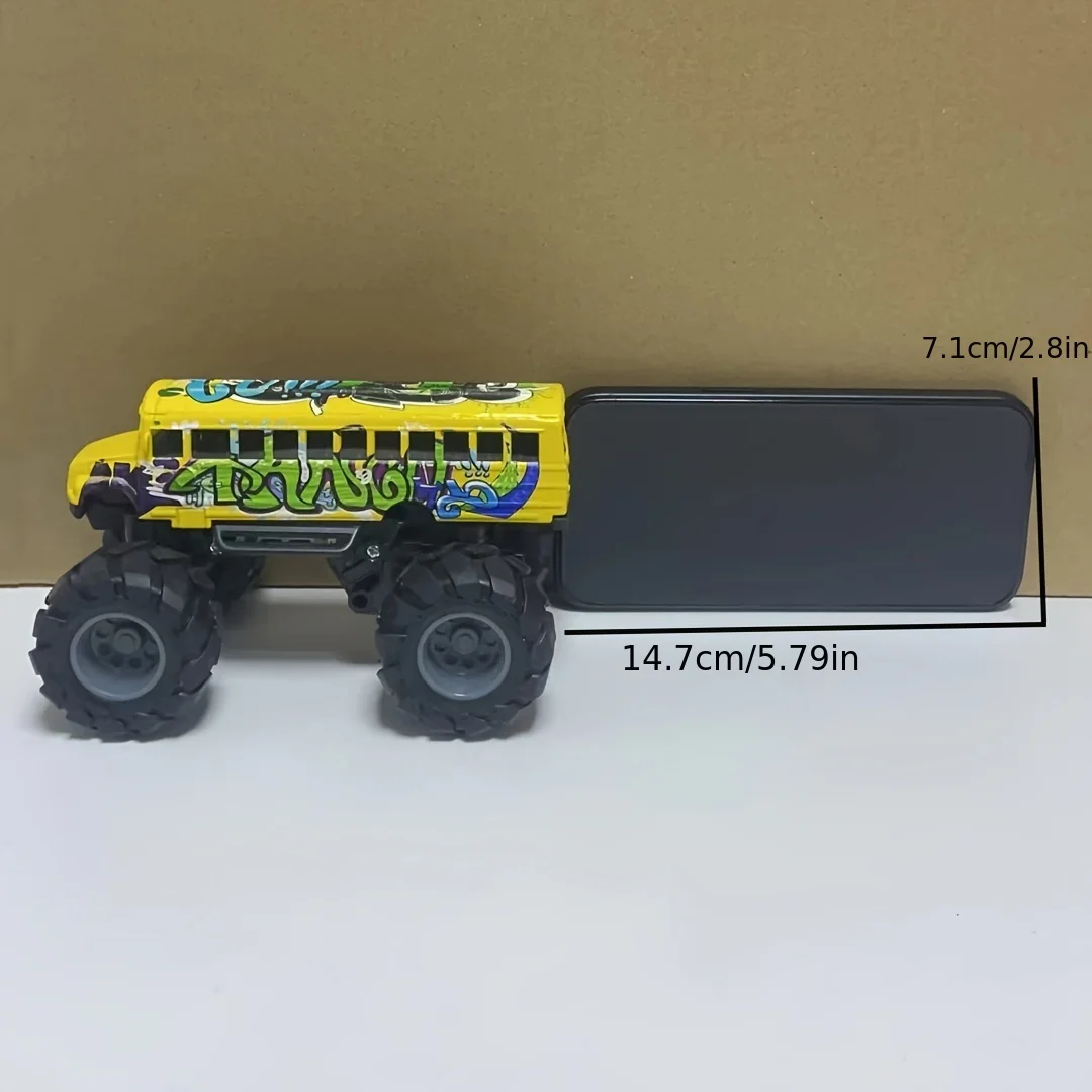 Monster School Bus Die Cast Metal Model Pullback Action Toy, Monster Truck Alloy Big Wheels Play Vehicle Car Gifts for Boys Girls - imagen 4