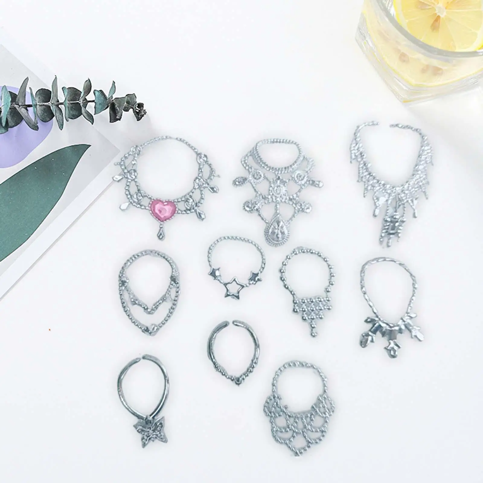 10x Doll Accessory Necklaces for 1/12 Doll and Ob11 Doll Fashion Doll Dress up Party Favors Doll Decoration Chain Accessory