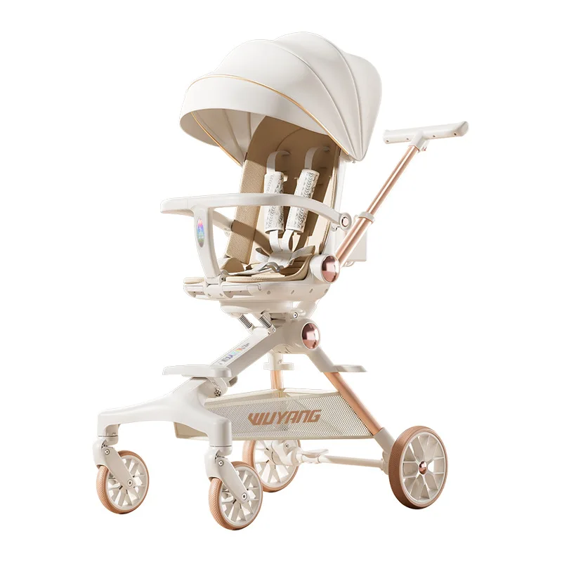 Cochecito de bebé con diseño plegable y ligero de paisaje alto, adecuado para bebés para sentarse o acostarse - imagen 5