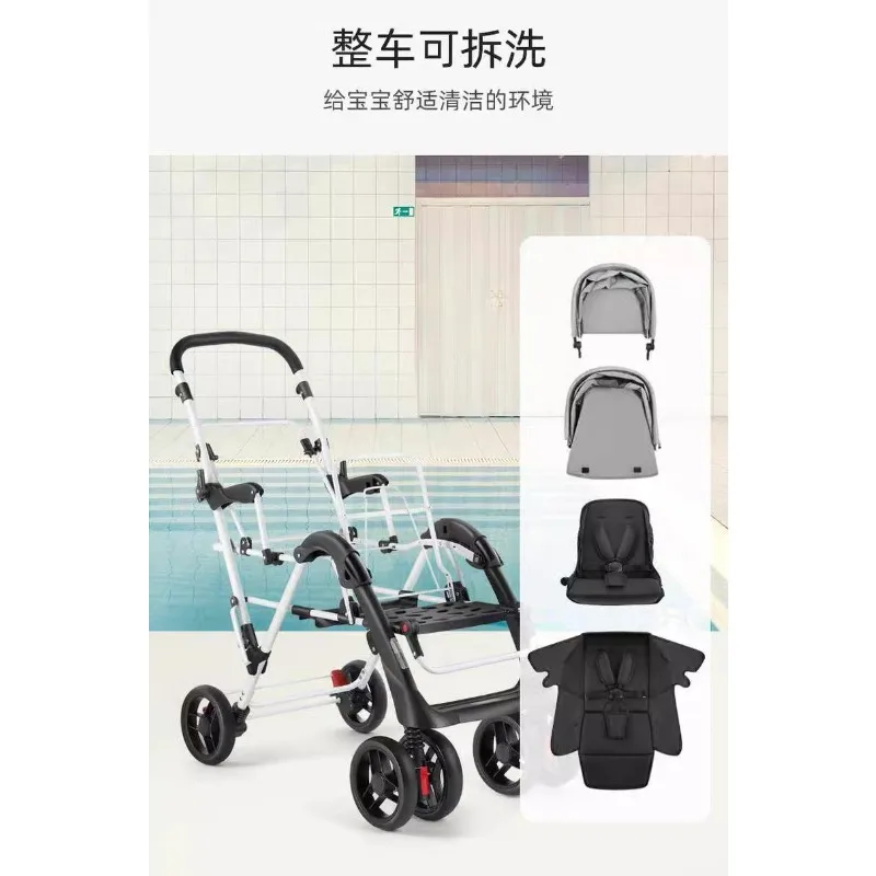 Cochecito de bebé ligero y plegable con asientos delanteros y traseros gemelos - imagen 5