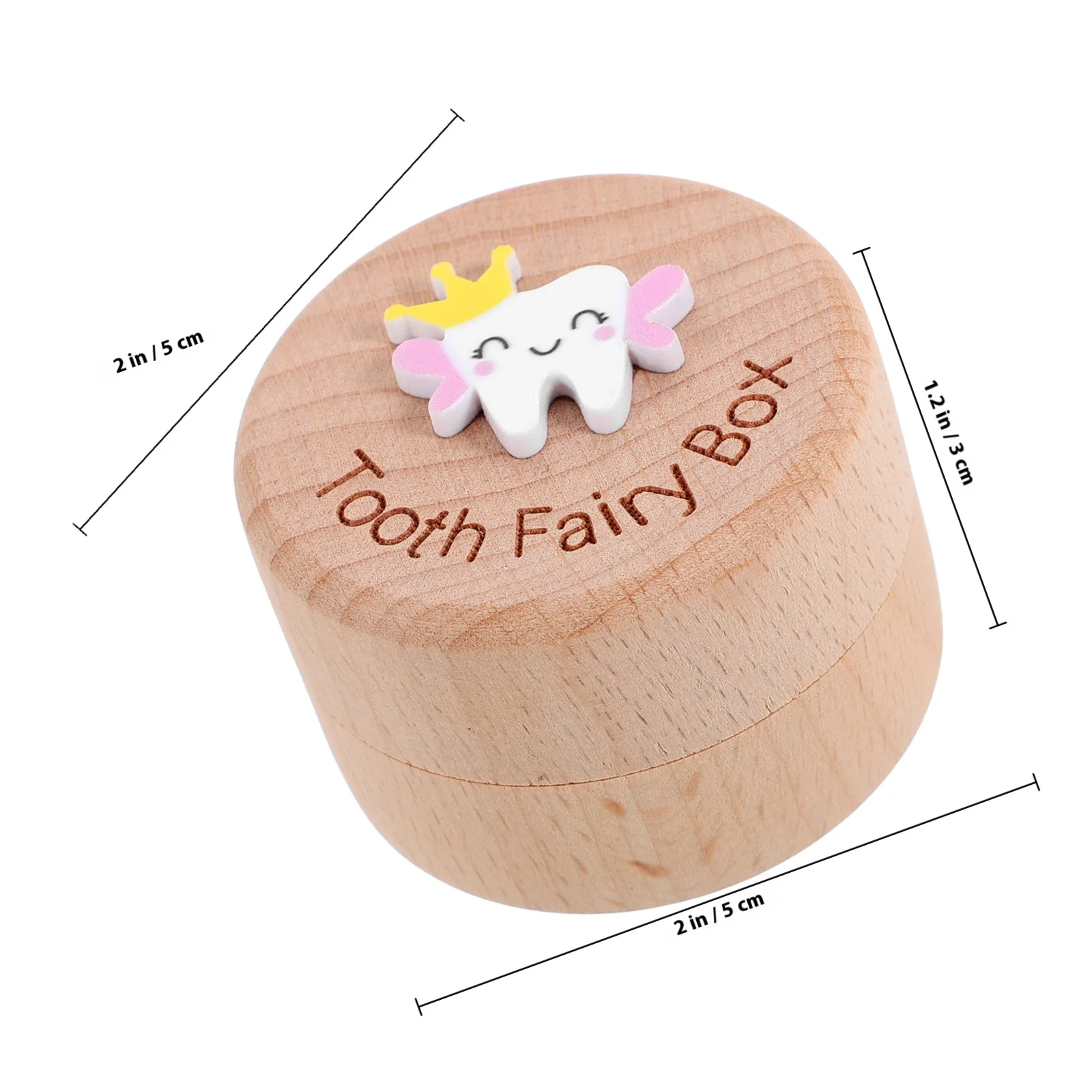 Caja para dientes de bebé, organizador de almacenamiento de dientes de gran capacidad de madera, primer protector de dientes deciduos perdidos, pelo Fetal infantil - imagen 4