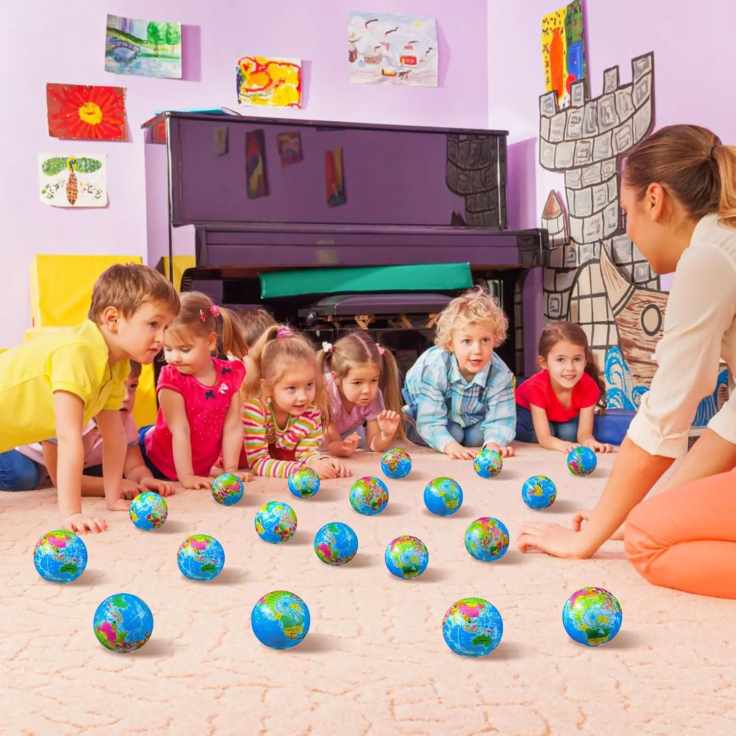 Pelota antiestrés globo terráqueo de espuma para niños - imagen 2