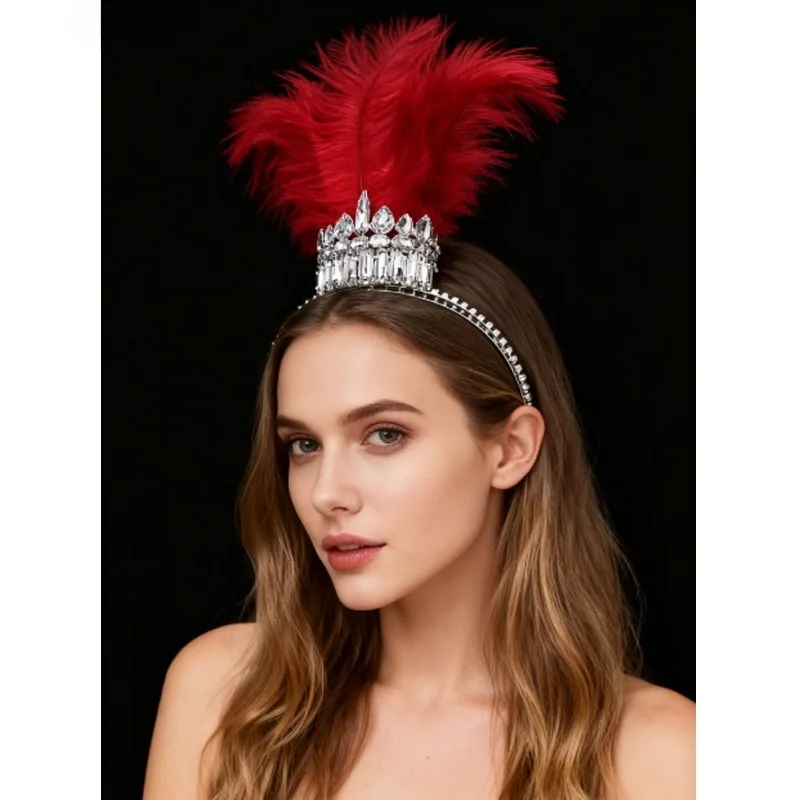 Diadema gótica victoriana de plumas con pedrería para mascarada - imagen 5