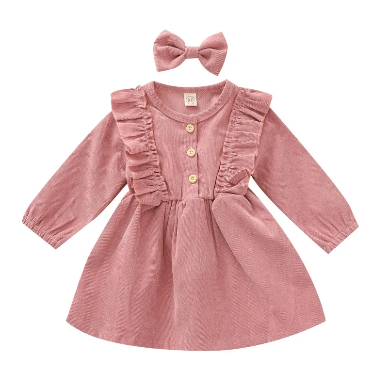 Nuevo vestido de otoño para niñas: lindo vestido de princesa de manga larga de pana, vestido de chaleco elegante para niños, cómodo y versátil. - imagen 3