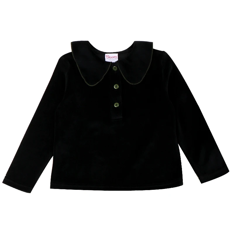Ropa de invierno para bebés y niños, conjuntos de 2 piezas, pantalones para niños, ropa para niños, terciopelo negro con cuello verde - imagen 3