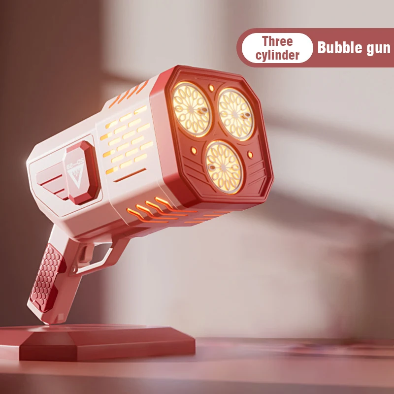 Pistola de burbujas de 36 agujeros, máquina de burbujas de jabón, soplador automático con forma de pistola con juguetes ligeros para niños, Pomperos, regalo del Día de los niños - imagen 5