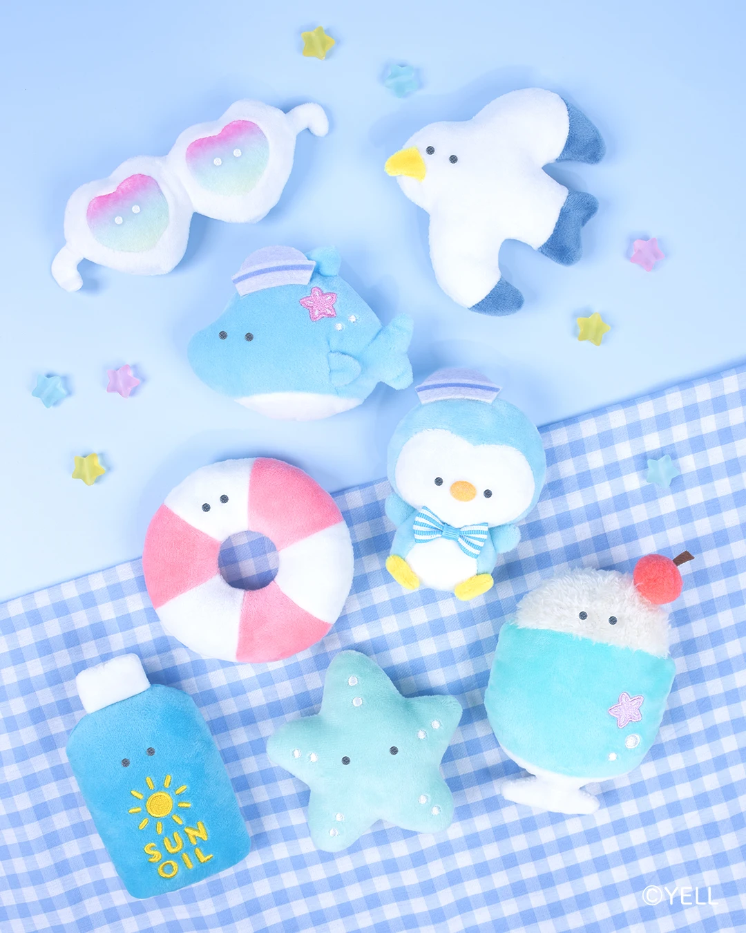 Yell 9,5 cm de peluche marino ojos redondos 25 tipos lindo gaviota axolotl helado velero tortuga aceite solar juguetes de peluche suaves colgante - imagen 5