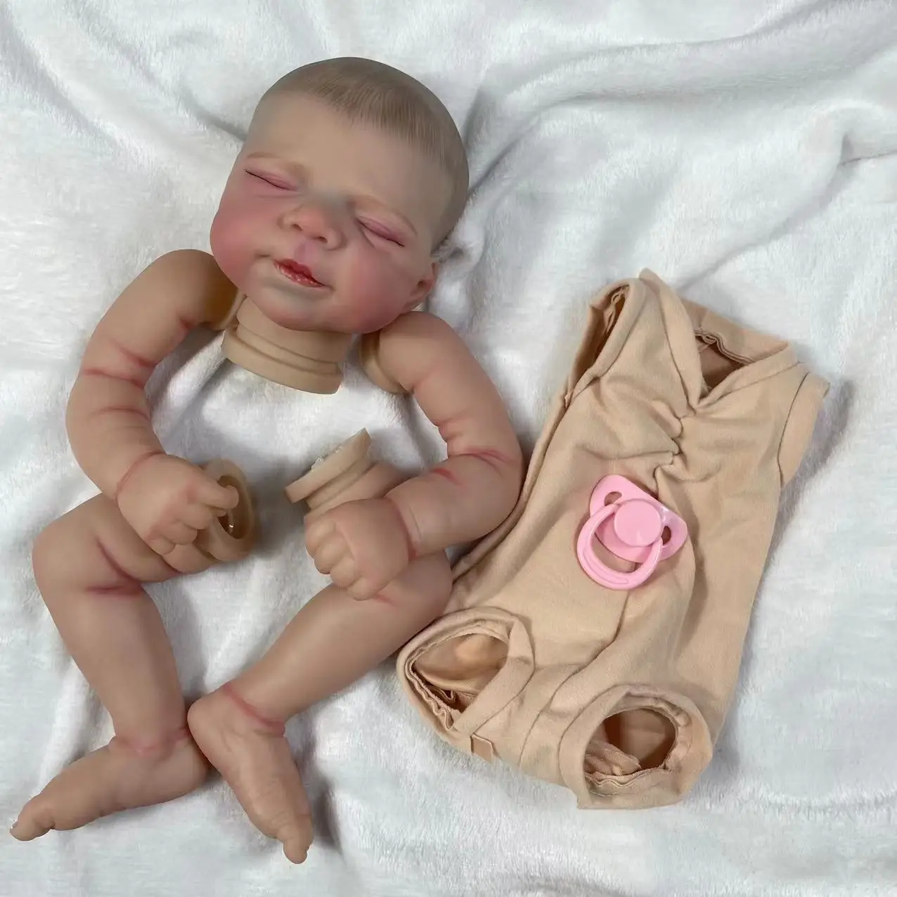 Kit muñeca reborn con piel pintada 3D, pestañas enraizadas - moldes - imagen 3